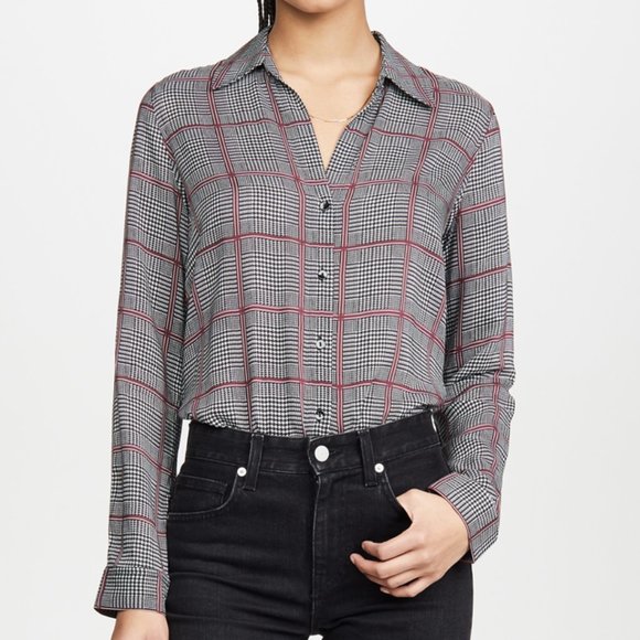 L'AGENCE Nina Long Sleeve Blouse in Autumn Pfeiffer Plaid - Picture 7 of 7